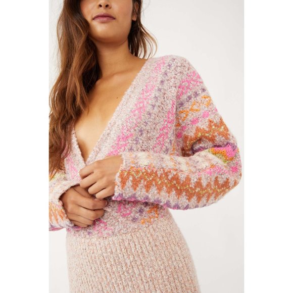 NWT Free People Forever Fairisle Dress / Strawberry Combo - Picture 5 of 7